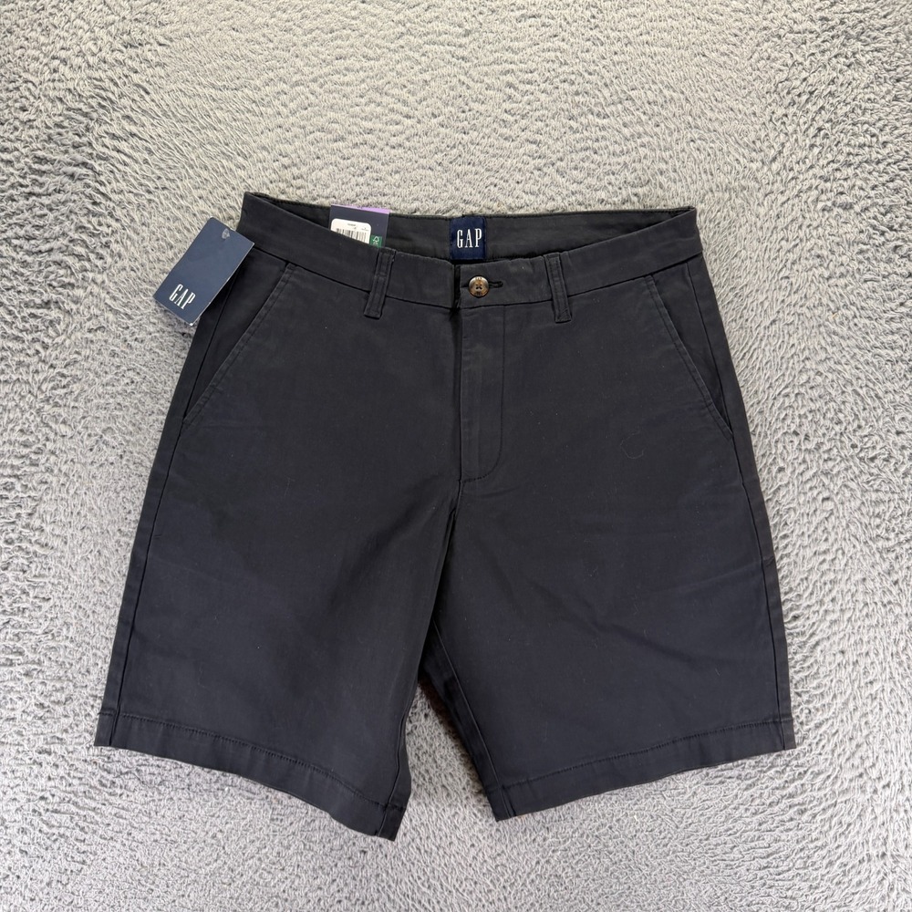 Gap Shorts Mens 30 Black Cotton Chino Flat Front Preppy Summer Travel Stretch